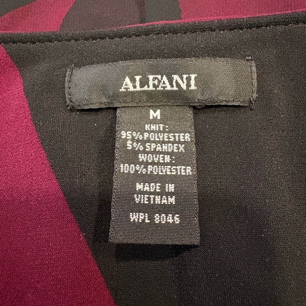 Alfani Burgundy & Black Floral Overlay Blouse Size M BI3 - Picture 4 of 5